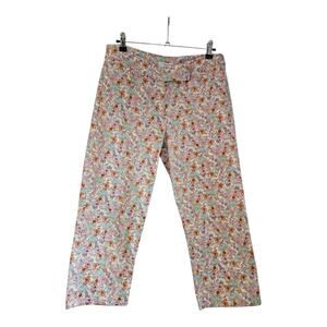 Villager Liz Claiborne Womens 10 Capri Pants Pink Floral Stretch Front Pockets
